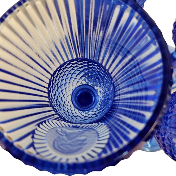 Vtg 1976 Avon Fostoria Cobalt Blue George Martha Washington 4 Glass Wine Goblets - Picture 5 of 11